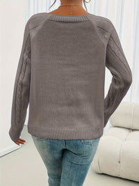 Winifred | Textured Button-Detail Sweater in Khaki