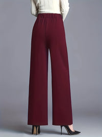 Marlene | High-Waisted Straight-Leg Trousers in Deep Red