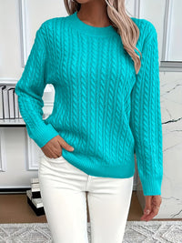 Lorelei | Cable-Knit Round Neck Sweater in White