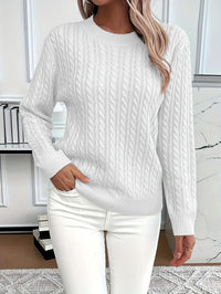 Lorelei | Cable-Knit Round Neck Sweater in Purple