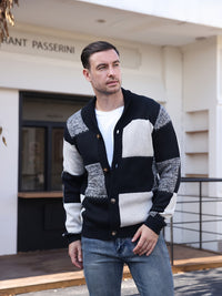 Callahan | Men's Button Up Cardigan with Colour Block and Soft Knit
