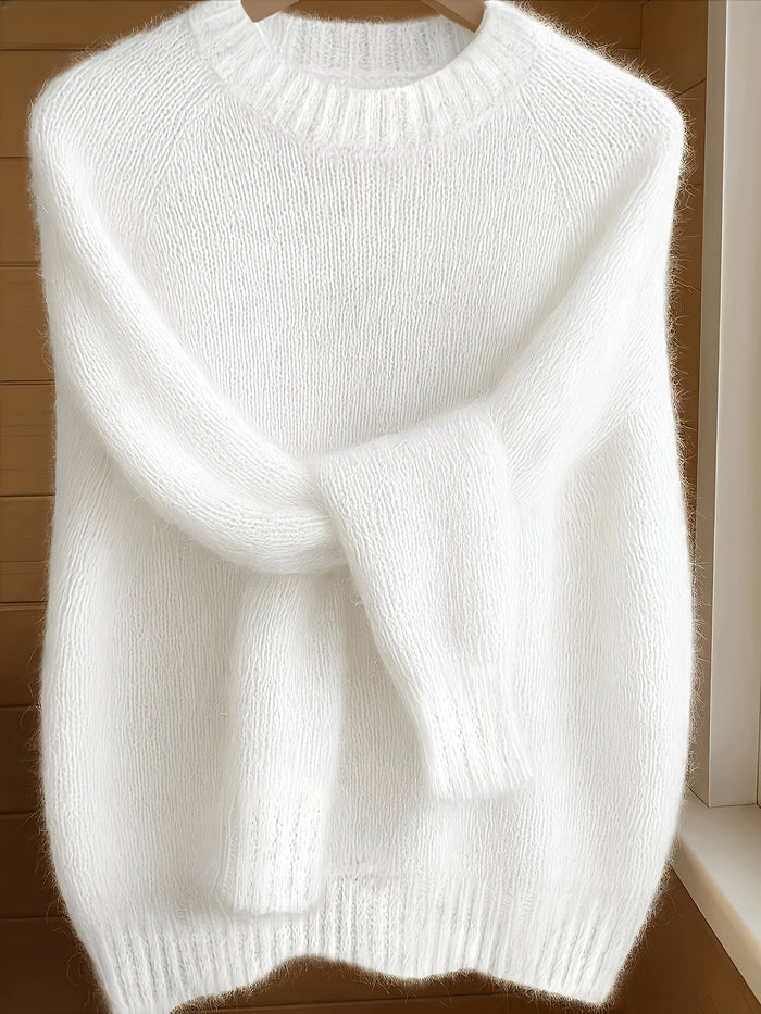 Juliana | Softly Textured Round-Neck Sweater in Sky Blue