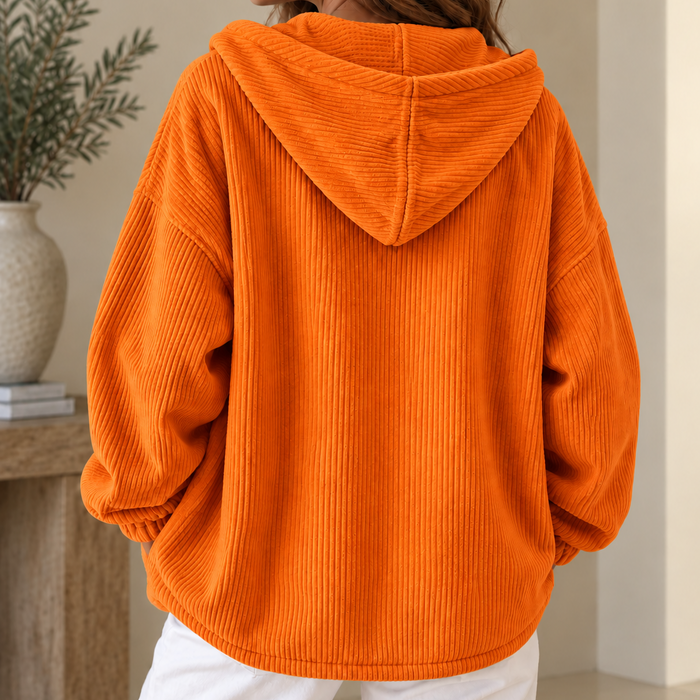 Theodora | Women's Corduroy Jacket with Hood and Notched Lapel