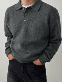 Reid | Men's Knit Jumper with Polo Collar and Cosy Feel