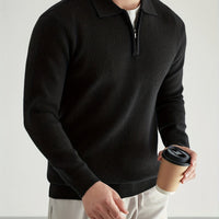 Douglas | Men's Quarter Zip Jumper with Polo Collar and Ribbed Finish