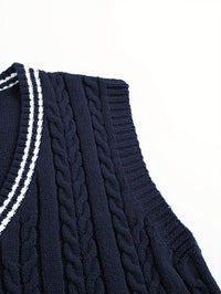 Lionel | Classic Cable-Knit Sweater Vest in Navy