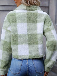 Georgina | Women's Cropped Jacket with Check Pattern and Button Front