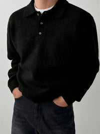 Reid | Men's Knit Jumper with Polo Collar and Cosy Feel