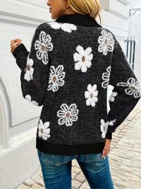 Larissa | Floral Half-Zip Sweater in Pink