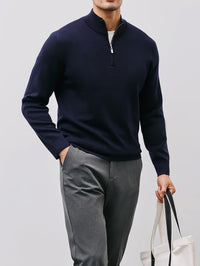 Silas | Men's Half Zip Jumper with Stand Collar and Clean Finish