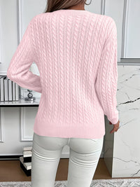 Lorelei | Cable-Knit Round Neck Sweater in Pink