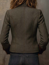 Rachel | Women's Herringbone Jacket with Contrast Trim and Tailored Fit