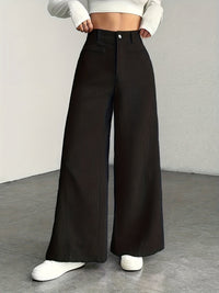 Nora | High-Waisted Wide-Leg Trousers in White