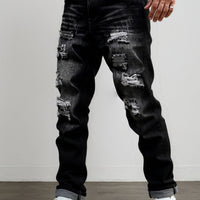 Kingsley | Rugged Distressed Straight Jeans in Dark Grey