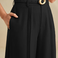 Cassia | Pleated Wide-Leg Trousers in Black