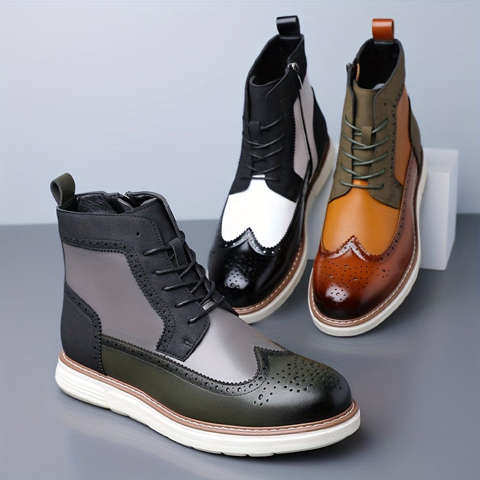 Hubert | Men's Brogue Ankle Boots with Punched Detail and Clean Shape