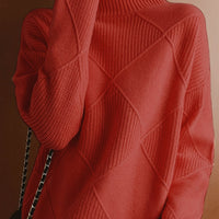 Freya | Textured Turtleneck Sweater in Red