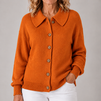 Rhiannon | Women's Knit Cardigan with Classic Collar and Button Front