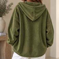 Theodora | Women's Corduroy Jacket with Hood and Notched Lapel