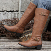 Hester | Women's Knee High Boots with Buckle Detail and Clean Line