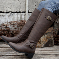Hester | Women's Knee High Boots with Buckle Detail and Clean Line