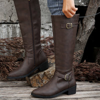 Hester | Women's Knee High Boots with Buckle Detail and Clean Line