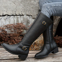 Hester | Women's Knee High Boots with Buckle Detail and Clean Line