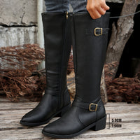 Hester | Women's Knee High Boots with Buckle Detail and Clean Line