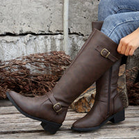 Hester | Women's Knee High Boots with Buckle Detail and Clean Line