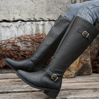 Hester | Women's Knee High Boots with Buckle Detail and Clean Line