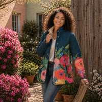 Jessamine | Women's Quilted Jacket with Stand Collar and Snap Buttons