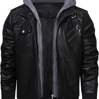 Donovan | Layered Hooded Moto Jacket in Black