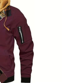 Brooks | Hooded Zip-Up Jacket in Burgundy