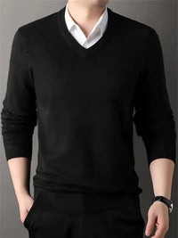 Conrad | Refined V-Neck Sweater in Black