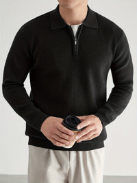 Douglas | Men's Quarter Zip Jumper with Polo Collar and Ribbed Finish