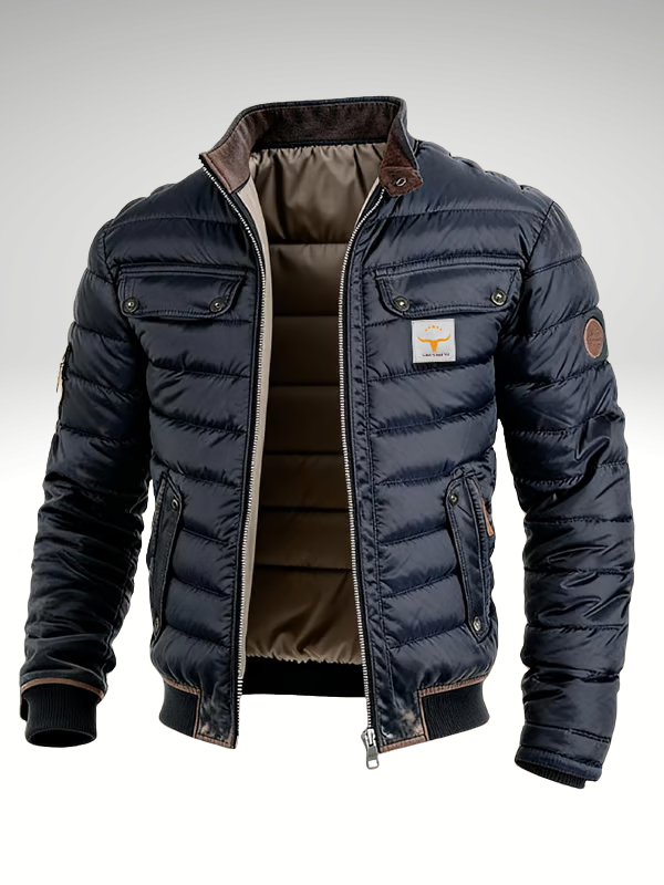 Sheldon | Men's Quilted Jacket with Stand Collar and Warm Body