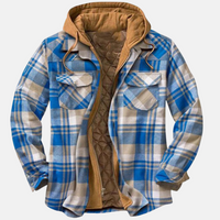 Wesley | Men's Hooded Jacket with Check Pattern and Insulated Lining