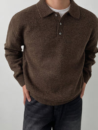 Reid | Men's Knit Jumper with Polo Collar and Cosy Feel