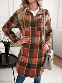 Elowen | Women's Longline Coat with Check Pattern and Soft Drape