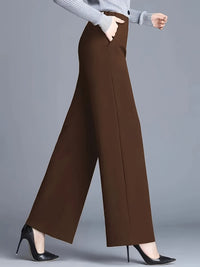Marlene | High-Waisted Straight-Leg Trousers in Dark Brown