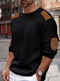 Bennett | Casual Patch Waffle Knit Sweatshirt in White