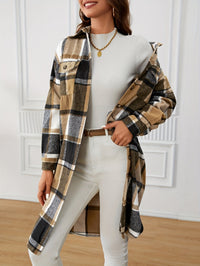 Elowen | Women's Longline Coat with Check Pattern and Soft Drape
