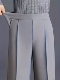 Marlene | High-Waisted Straight-Leg Trousers in Grey