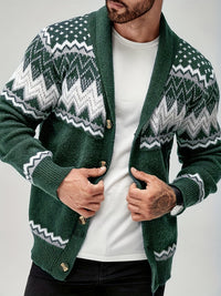 Whitaker | Men's Shawl Cardigan with Nordic Pattern and Warm Knit