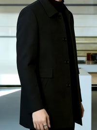 Cedric | Tailored Single-Breasted Overcoat in Black