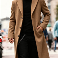 Giles | Men's Tailored Coat with Longline Shape and Clean Finish