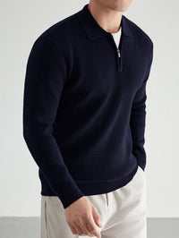 Douglas | Men's Quarter Zip Jumper with Polo Collar and Ribbed Finish