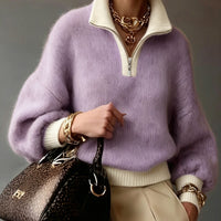 Sylvie | Relaxed Half-Zip Sweater in Lavender