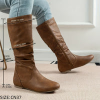 Lydia | Women's Mid Calf Boots with Slouch Shape and Flat Sole