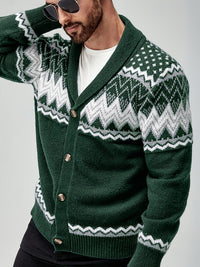 Whitaker | Men's Shawl Cardigan with Nordic Pattern and Warm Knit